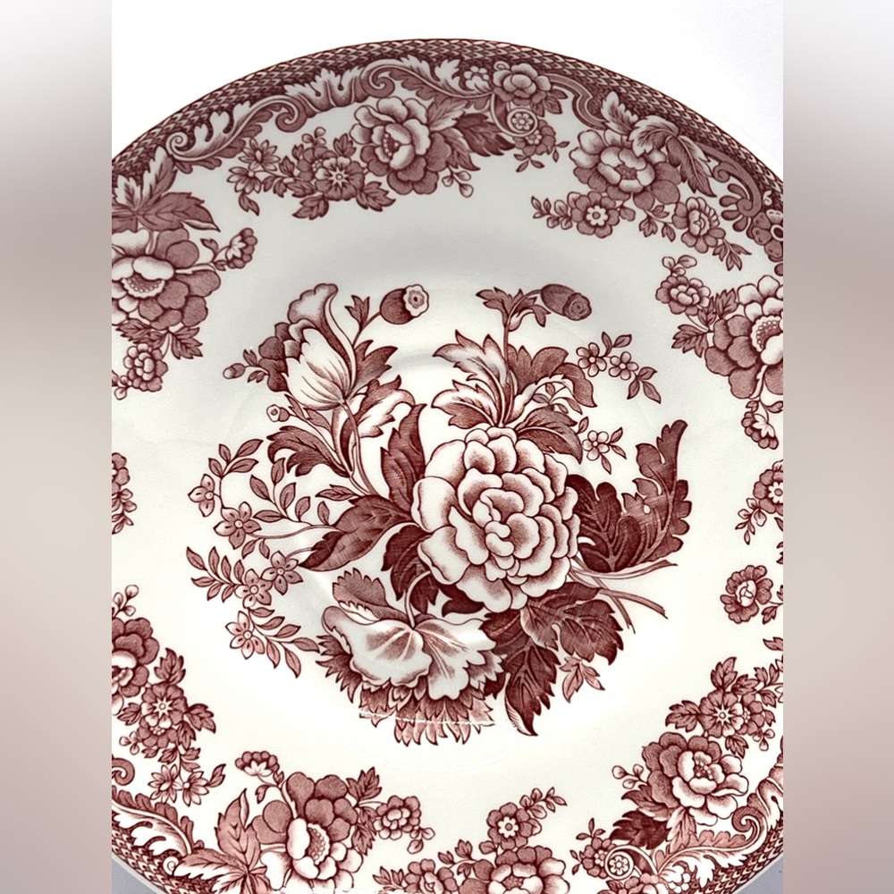 Spode England Archive Collection British Flowers White Plate/Saucer Red Flowers - Picture 4 of 11